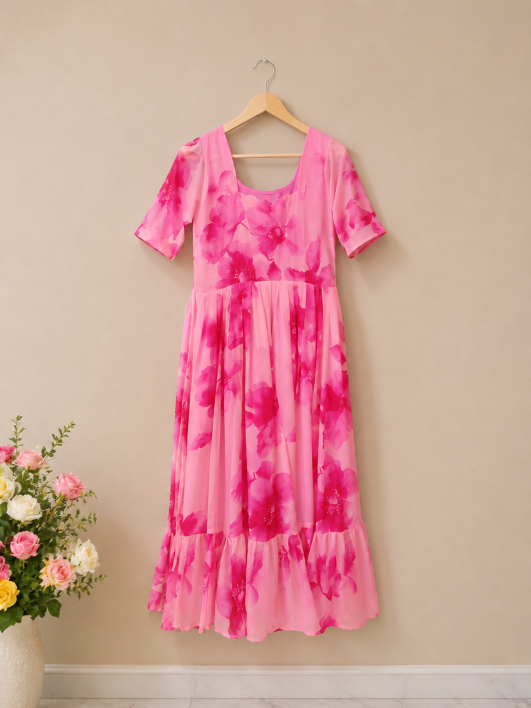 Beautiful Floral Pink Frock