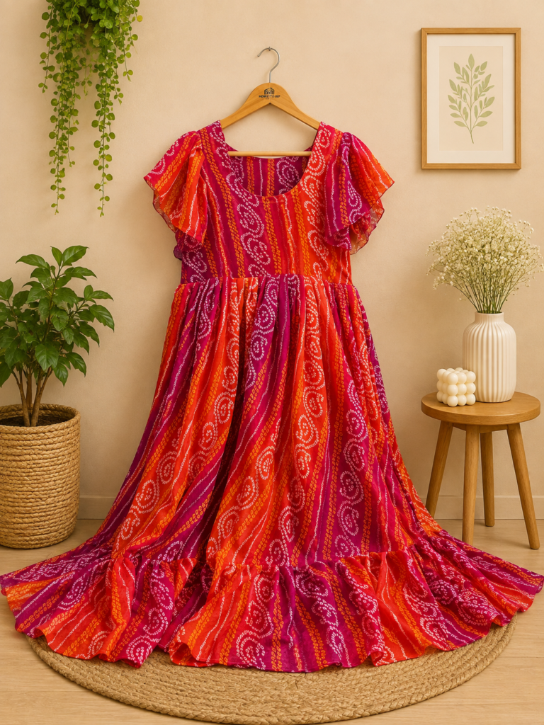 Orange Chiffon Beautiful Frock