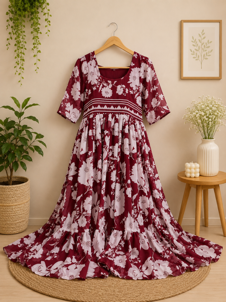 Maroon Geogrette Frock