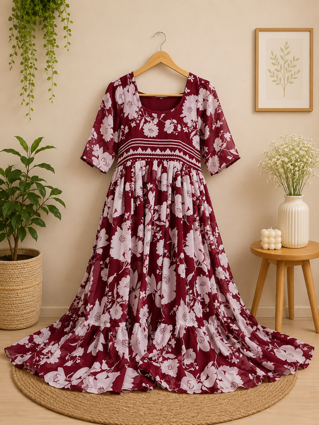 Maroon Geogrette Frock