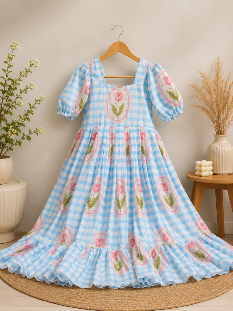 Sky-blue Premium Georgette Frock