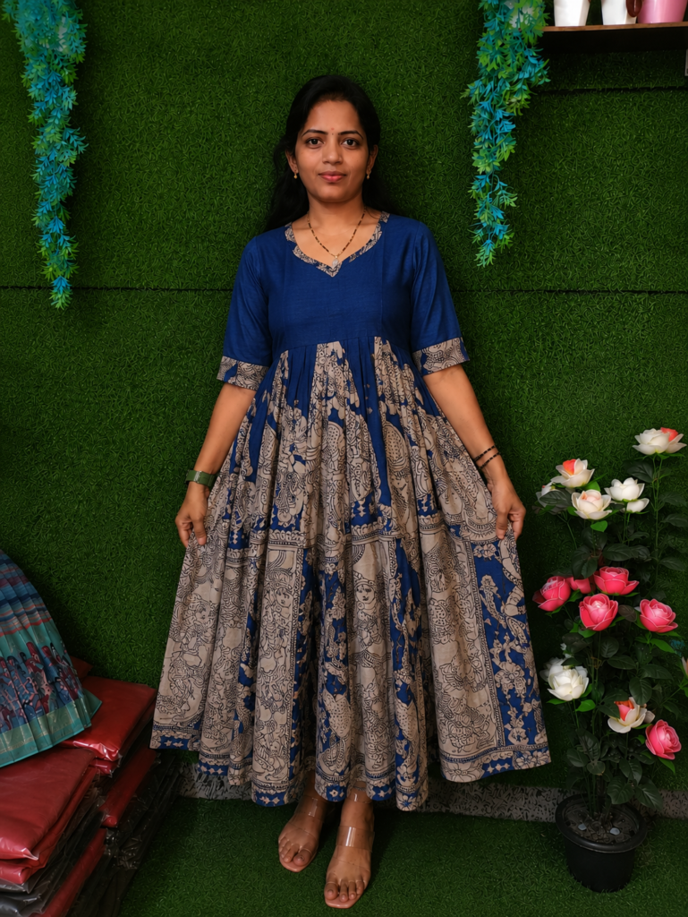 Blue kalamkari frock