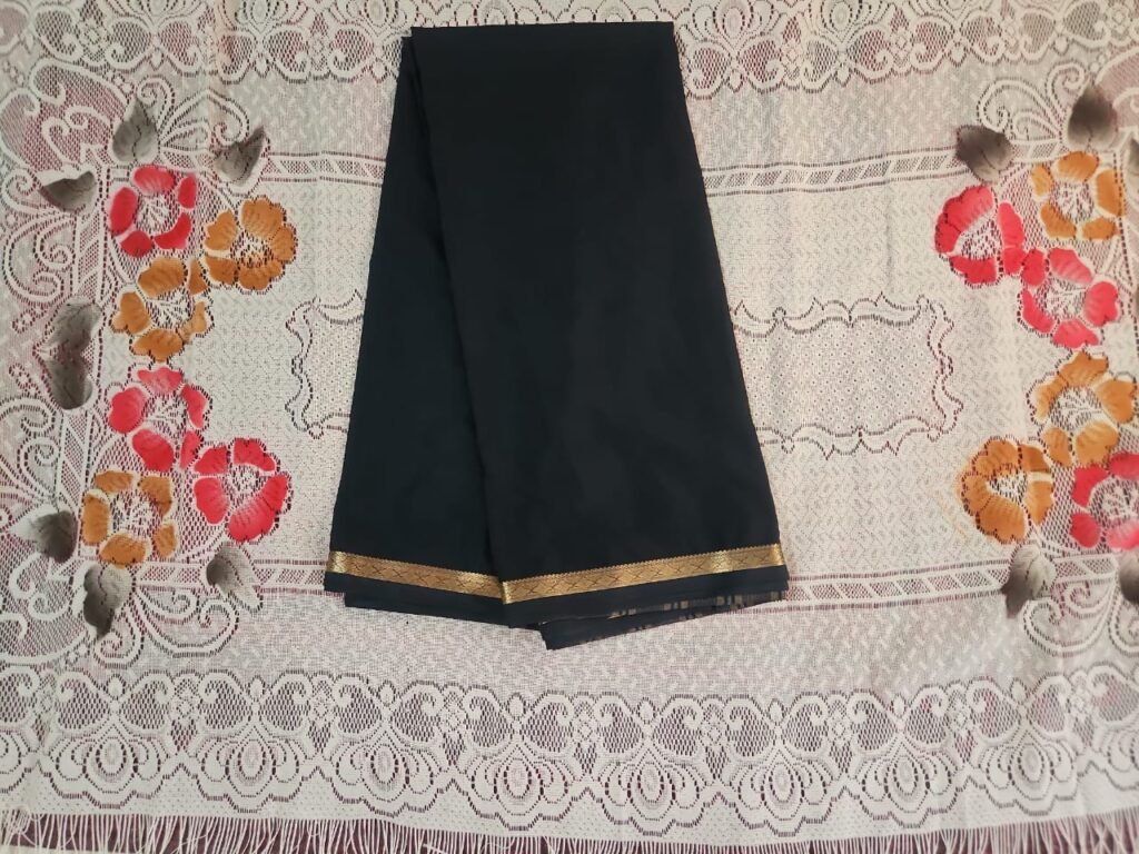Premium Black Semi Mysore silk